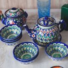 Сахарница узбекская Риштанская Керамика «Цветы», 1 л, синяя - Фото 4