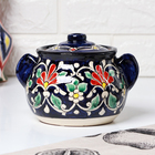 Сахарница узбекская Риштанская Керамика «Цветы», 1 л, синяя - Фото 6