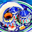 Набор Риштанская Керамика "Лепестки", 4 предмета, синий - Фото 2