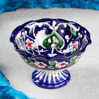 Конфетница Риштанская Керамика "Цветы", 13 см, синяя - фото 3468404