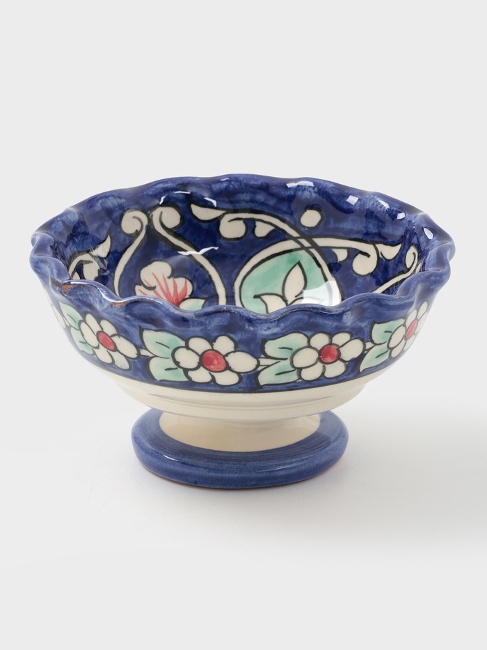 Конфетница узбекская Риштанская Керамика «Цветы», 13 см, синяя - Фото 1