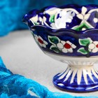 Конфетница Риштанская Керамика "Цветы", 13 см, синяя - Фото 2