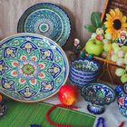 Конфетница узбекская Риштанская Керамика «Цветы», 13 см, синяя - Фото 5