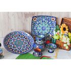 Конфетница узбекская Риштанская Керамика «Цветы», 13 см, синяя - Фото 6