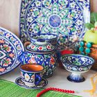 Конфетница узбекская Риштанская Керамика «Цветы», 13 см, синяя - Фото 7