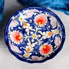 Конфетница Риштанская Керамика "Цветы", 14 см, синяя - Фото 2
