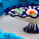 Конфетница Риштанская Керамика «Цветы», 14 см, синяя - Фото 3