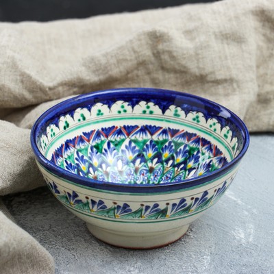 Бульонница узбекская Риштанская Керамика «Орнамент», 500 мл, d=15 см, МИКС