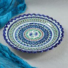 Тарелка Риштанская Керамика "Цветы", синяя, рельефная, 25 см - фото 3515988