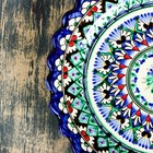 Тарелка Риштанская Керамика "Цветы", синяя, рельефная, 23 см - Фото 3