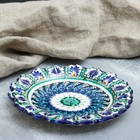 Тарелка Риштанская Керамика "Цветы", синяя, рельефная, 17см - фото 319853742