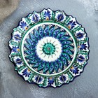 Тарелка Риштанская Керамика "Цветы", синяя, рельефная, 17см - Фото 2