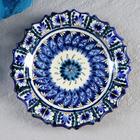 Тарелка Риштанская Керамика "Цветы", синяя, рельефная, 17см - Фото 5
