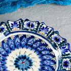 Тарелка Риштанская Керамика "Цветы", синяя, рельефная, 17см - Фото 6