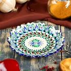 Тарелка Риштанская Керамика "Цветы", синяя, рельефная, 15 см - фото 306820868