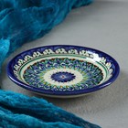 Тарелка Риштанская Керамика "Цветы", синяя, плоская, 15 см, микс - Фото 1
