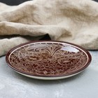 Тарелка Риштанская Керамика "Узоры", коричневая, плоская, 15 см - фото 8485999