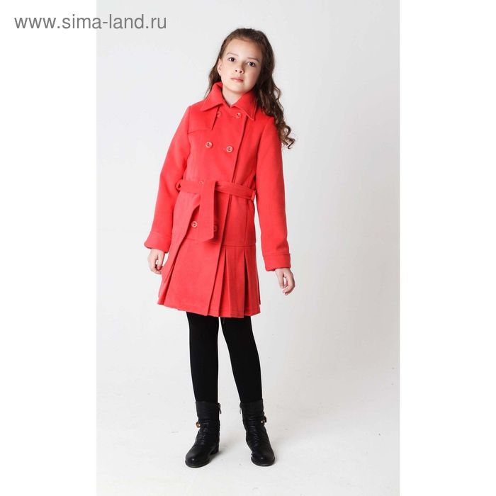 Пальто для девочки SOFI, рост 128 см, цвет коралл - Фото 1