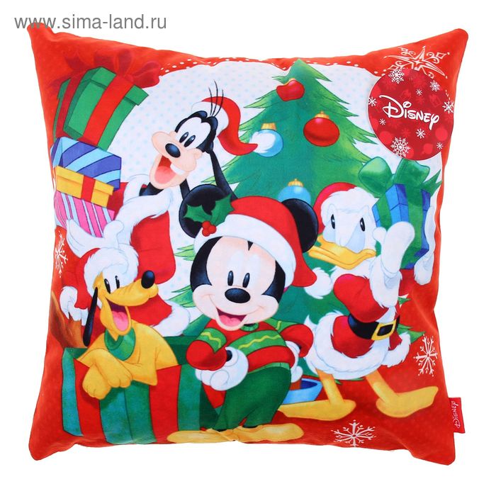 Наволочка декоративная "Микки маус и его друзья" 35х35 см, 100% п/э велюр - Фото 1