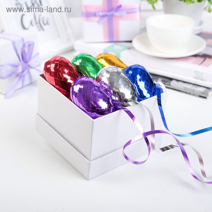 Лента упаковочная глянцевая, ассорти, набор 6 шт., 0.5 см × 10 м - Фото 1