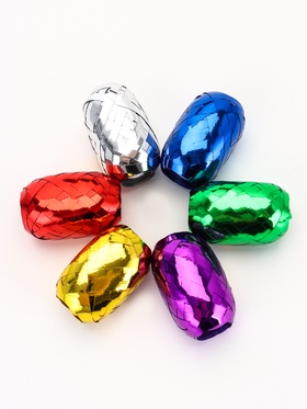 Лента упаковочная глянцевая, ассорти, набор 6 шт., 0.5 см × 10 м