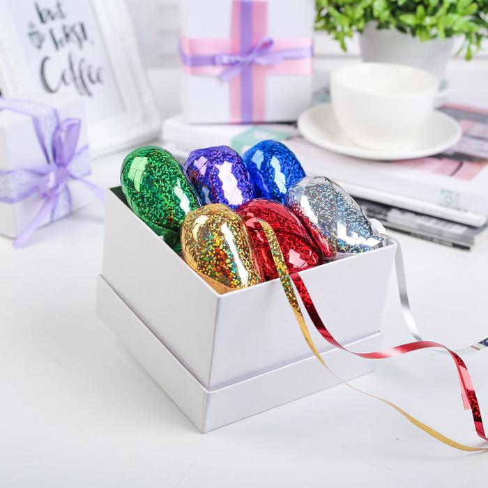 Лента упаковочная голографическая, для воздушных шаров и подарков, ассорти, набор 6 шт., 0.5 см × 10 м - Фото 1