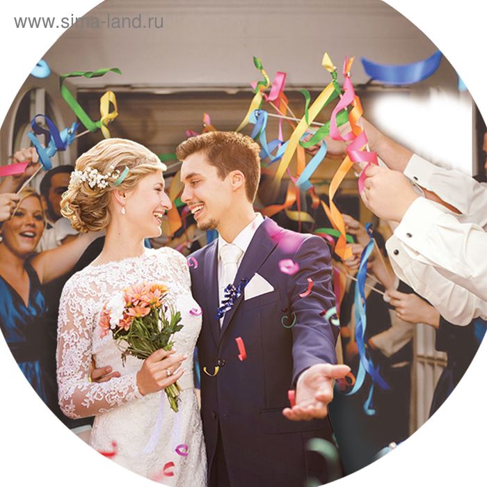 Свадебные палочки с лентами и бубенчиками "Радужные фесты", набор 3 шт., красный - Фото 1
