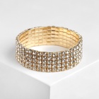 Браслет со стразами «Лёд» 5 рядов, цвет белый в золоте, d=7,5 см - Фото 6