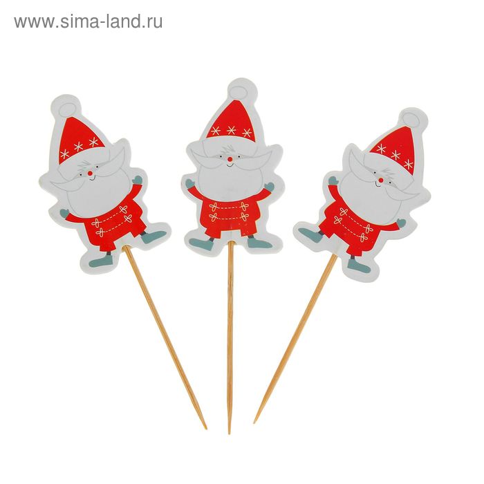 Шпажки для канапе "Усатый Дед Мороз", набор 24 шт. - Фото 1
