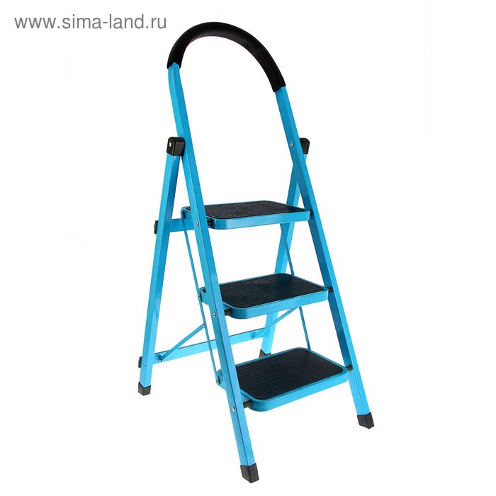 Стремянка с антискользящими ступенями ТУНДРА, усиленная, 3 ступени - Фото 1