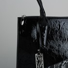 Сумка женская на молнии, 1 отдел, 1 наружный карман, чёрная рептилия - Фото 4