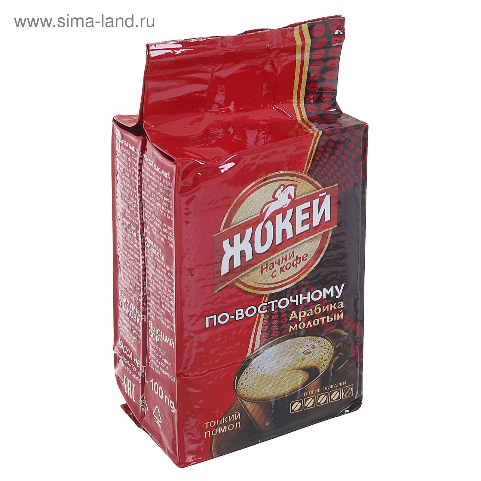 Кофе молотый "Жокей По-Восточному" темной обжарки арабика в вакуумной упаковке 2