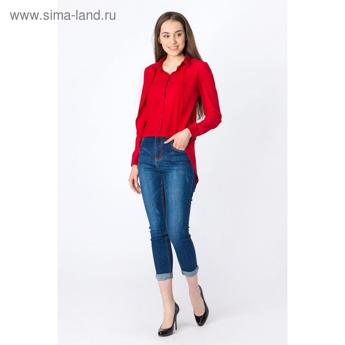 Рубашка женская удлинённая, цвет красный, размер 44 - Фото 1
