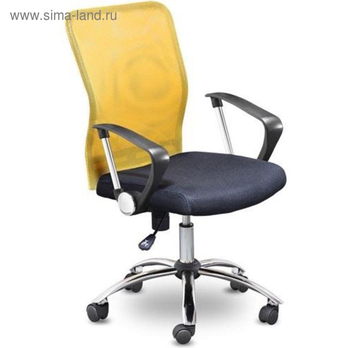 Кресло для оператора EChair-203 черное-оранжевое (ткань, сетка, пластик, металл) - Фото 1