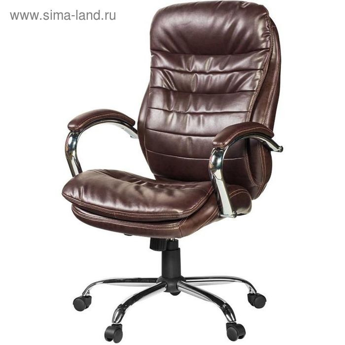 Кресло для руководителя EChair 515 RT коричневое (рециклированная кожа/металл) - Фото 1