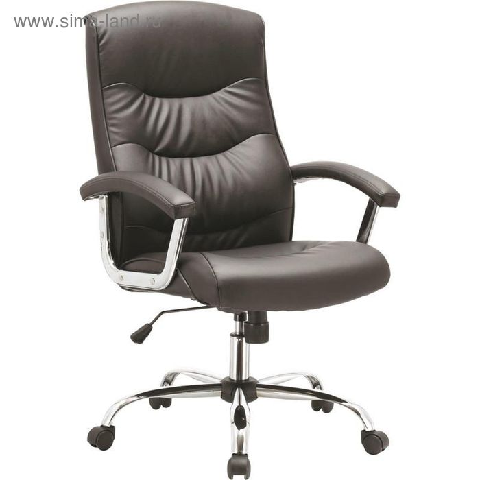 Кресло для руководителя EChair-550 TR, Черное (рециклированная кожа с компаньоном/металл) - Фото 1