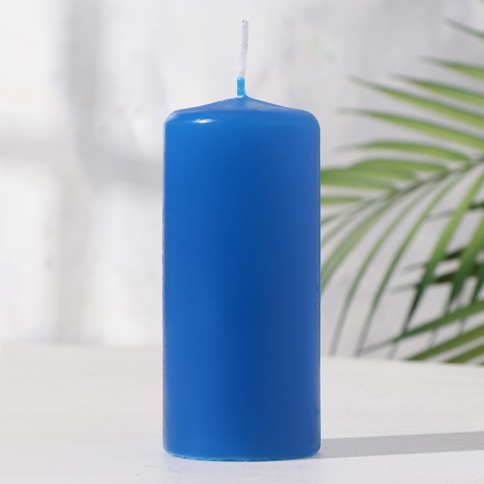 Свеча - цилиндр, 5х11,5 см, 25 ч, 175 г, синяя - Фото 1