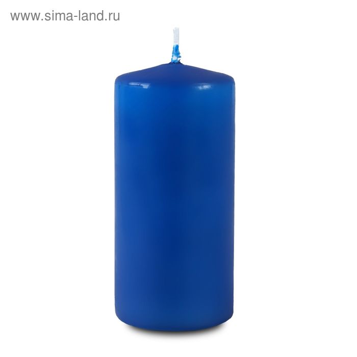 Свеча - цилиндр, 6х12,5 см, 35 ч, 275 г, синяя - Фото 1