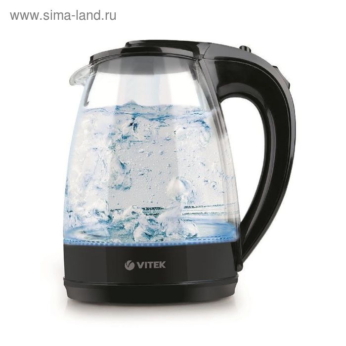 Чайник электрический Vitek VT-1122TR, стекло, 1.7 л, 2200 Вт, подсветка, черный - Фото 1