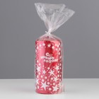 Свеча-цилиндр «Новогодние узоры», 12.5×6 см, 35 ч, 275 г, красная с белым - Фото 3