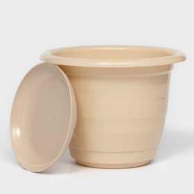 Горшок для цветов с поддоном Доляна «Арена», 2 л, пластиковый, цвет пудровый