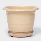 Горшок для цветов с поддоном Доляна «Арена», 2 л, пластиковый, цвет пудровый - Фото 3