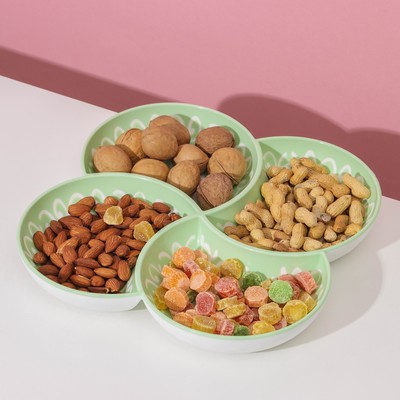 Менажница «Купаж», d=28 см, 4 секции, цвет бело-зеленый