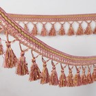 Тесьма с кисточками, 10 см, 12 ± 1 м, цвет розовый/бежевый - Фото 1