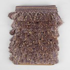 Тесьма с кисточками, 10 см, 12 ± 1 м, цвет сиреневый/бежевый - Фото 5