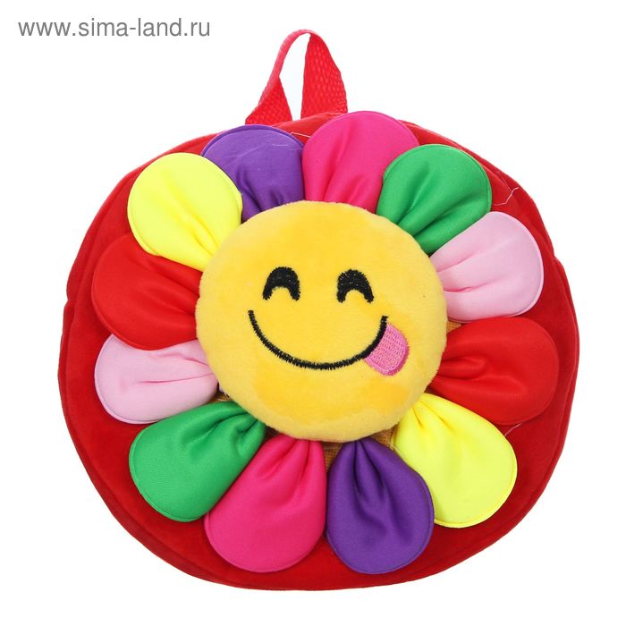 Мягкий рюкзак "Цветочек" смайл с языком - Фото 1