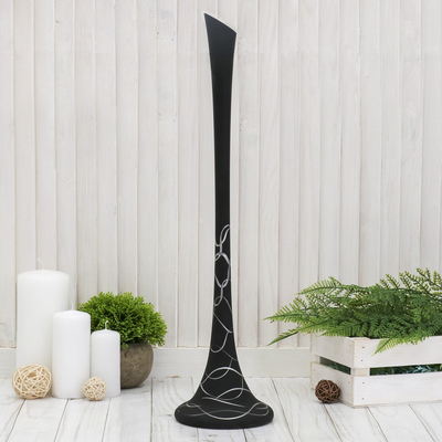 Ваза «Фристайл», серпантин, h=50 см, стекло, чёрная