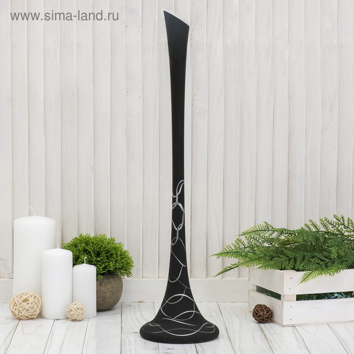 Ваза «Фристайл», серпантин, h=50 см, стекло, чёрная - Фото 1