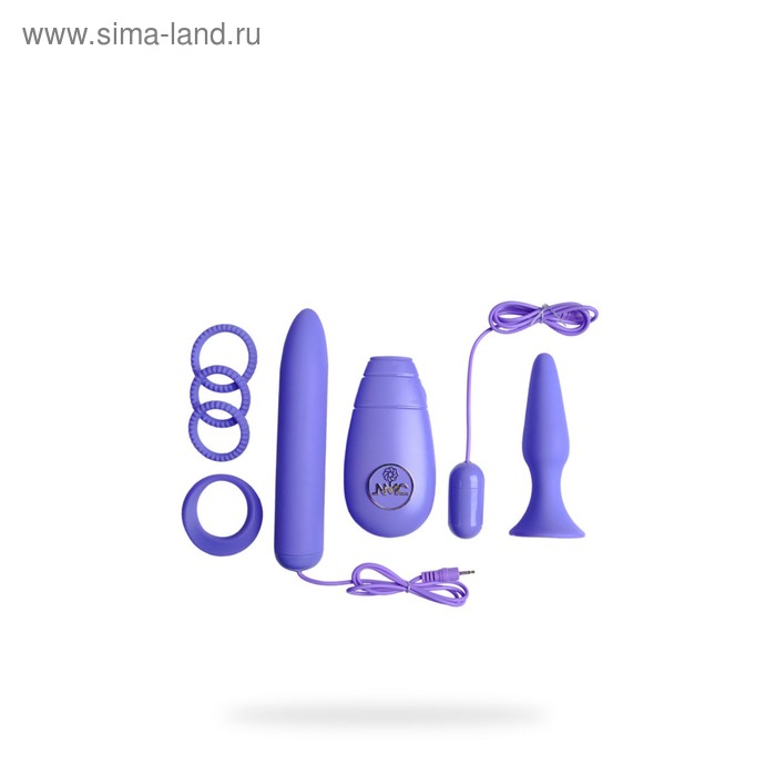 Вибронабор NMC Flirty Kit Set: 4 кольца, вибратор, виброяйцо, анальная пробка и пульт ДУ, фиолетовый 0T-00007385 - Фото 1