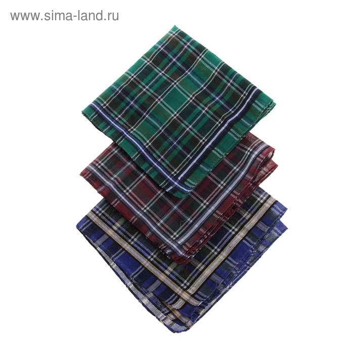 Платки носовые мужские Ренуар Клетка 38*38 см,(набор 12 шт,) цвета МИКС 100% хлопок - Фото 1